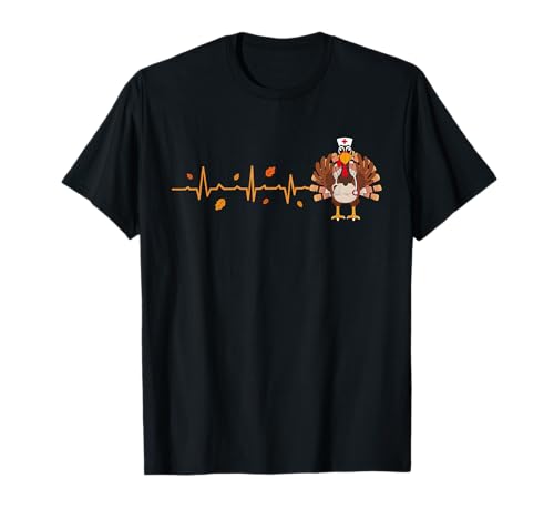 Herzschlag Türkei Krankenschwester Thanksgiving Herbst RN ICU ER Männer Frauen T-Shirt von Funny Thanksgiving Designs