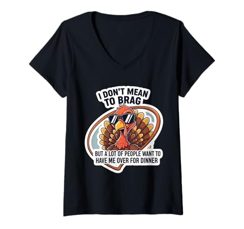 Damen Lustige Sonnenbrille für Thanksgiving-Abendessen, Witz, Truthahn, Versammlung T-Shirt mit V-Ausschnitt von Funny Thanksgiving Dinner Joke Products