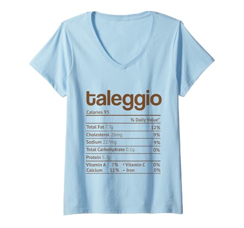 Damen Taleggio Nutrition Fact Lustiges Erntedankfest T-Shirt mit V-Ausschnitt von Funny Thanksgiving Family Nutrition Facts Costume