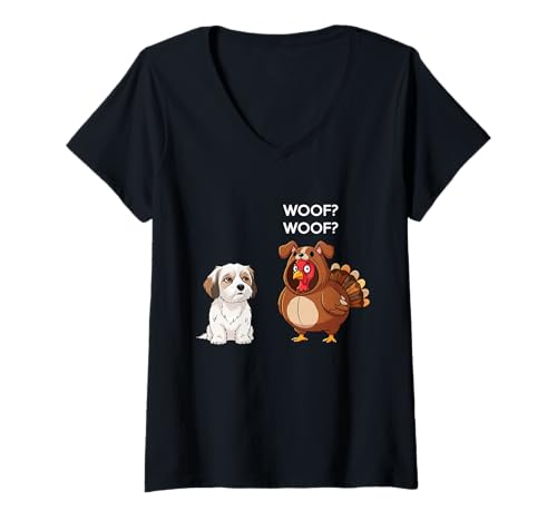 Damen Funny Thanksgiving Havanese and Turkey T-Shirt mit V-Ausschnitt Damen Funny Thanksgiving Havanese and Turkey T-Shirt mit V-Ausschnitt von Funny Thanksgiving Party Dog Designs