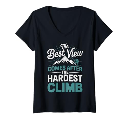 Damen Die Beste Aussicht kommt nach dem härtesten Aufstieg T-Shirt mit V-Ausschnitt Damen Die Beste Aussicht kommt nach dem härtesten Aufstieg T-Shirt mit V-Ausschnitt von Funny The Best View Comes After The Hardest Climb