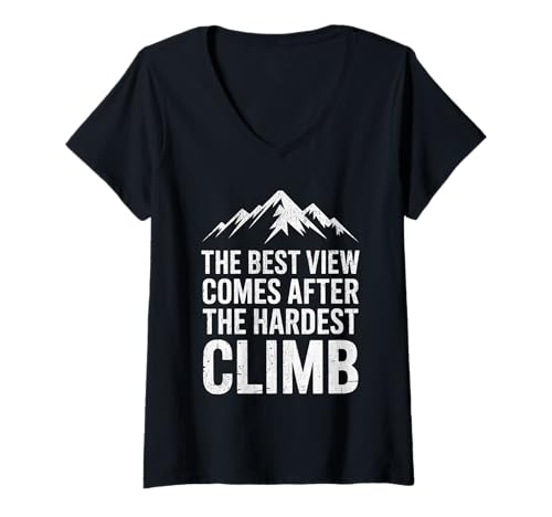 Damen Die Beste Aussicht kommt nach dem härtesten Aufstieg T-Shirt mit V-Ausschnitt Damen Die Beste Aussicht kommt nach dem härtesten Aufstieg T-Shirt mit V-Ausschnitt von Funny The Best View Comes After The Hardest Climb