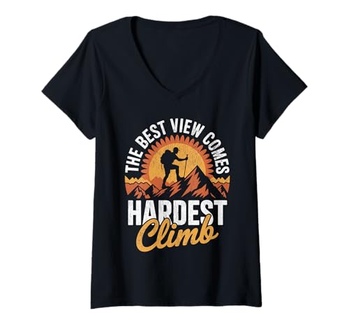 Damen Die Beste Aussicht kommt nach dem härtesten Aufstieg T-Shirt mit V-Ausschnitt Damen Die Beste Aussicht kommt nach dem härtesten Aufstieg T-Shirt mit V-Ausschnitt von Funny The Best View Comes After The Hardest Climb