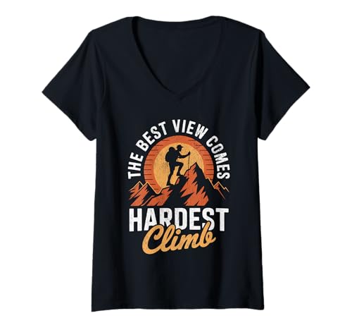 Damen Die Beste Aussicht kommt nach dem härtesten Aufstieg T-Shirt mit V-Ausschnitt Damen Die Beste Aussicht kommt nach dem härtesten Aufstieg T-Shirt mit V-Ausschnitt von Funny The Best View Comes After The Hardest Climb