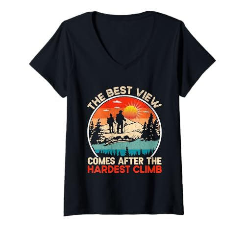 Damen Die Beste Aussicht kommt nach dem härtesten Aufstieg T-Shirt mit V-Ausschnitt Damen Die Beste Aussicht kommt nach dem härtesten Aufstieg T-Shirt mit V-Ausschnitt von Funny The Best View Comes After The Hardest Climb