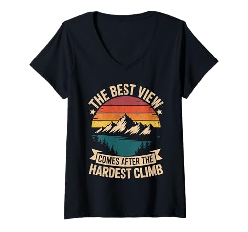 Damen Die Beste Aussicht kommt nach dem härtesten Aufstieg T-Shirt mit V-Ausschnitt Damen Die Beste Aussicht kommt nach dem härtesten Aufstieg T-Shirt mit V-Ausschnitt von Funny The Best View Comes After The Hardest Climb