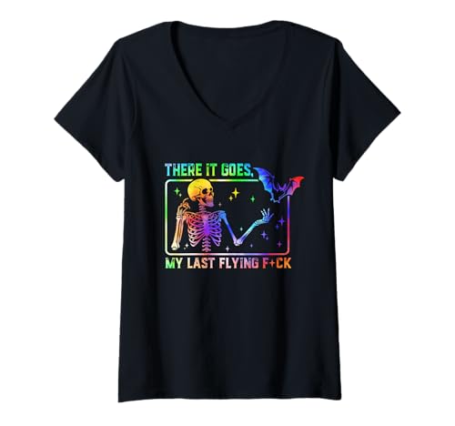 Damen There It Goes My Last Flying Fuck Funny Skelett Tie Dye T-Shirt mit V-Ausschnitt Damen There It Goes My Last Flying Fuck Funny Skelett Tie Dye T-Shirt mit V-Ausschnitt von Funny There It Goes My Last Flying Fuck Tees