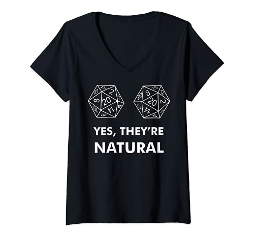 Damen Funny Yes, They're Natural 20 Sided Dice D20 Gamer T-Shirt mit V-Ausschnitt Damen Funny Yes, They're Natural 20 Sided Dice D20 Gamer T-Shirt mit V-Ausschnitt von Funny They're Natural 20 Sided Dice D20 Tee Shirts