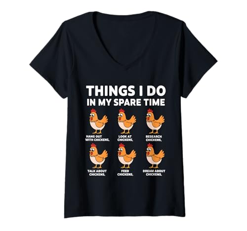 Damen Things I Do In My Spare Time Funny Farmar Farm Chicken Lover T-Shirt mit V-Ausschnitt Damen Things I Do In My Spare Time Funny Farmar Farm Chicken Lover T-Shirt mit V-Ausschnitt von Funny Things I Do In My Spare Time Chicken Tee