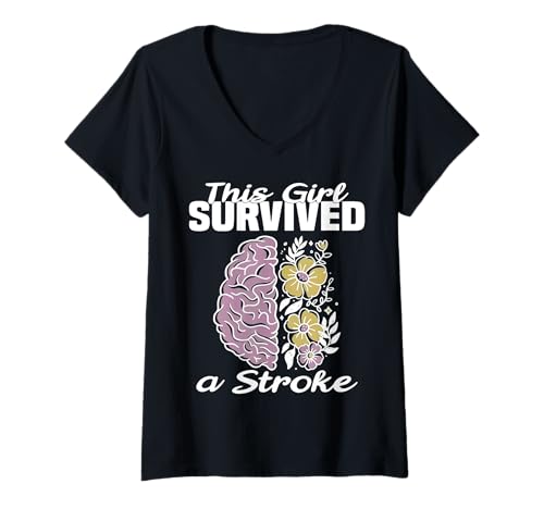 Damen Dieses Mädchen hat einen Schlaganfall überlebt T-Shirt mit V-Ausschnitt Damen Dieses Mädchen hat einen Schlaganfall überlebt T-Shirt mit V-Ausschnitt von Funny This Girls Survived A Stroke Tee Shirt