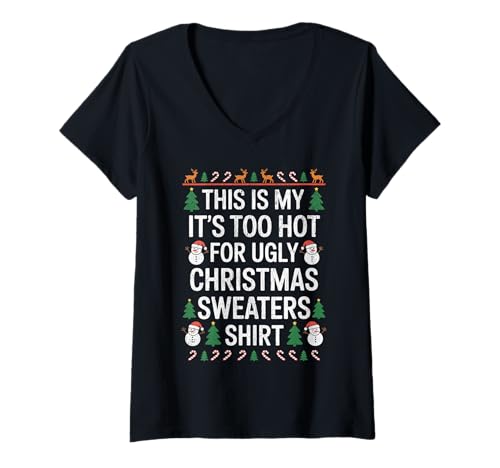 Damen Das ist Mein hässlicher Pullover Lustiges Weihnachtsfest T-Shirt mit V-Ausschnitt von Funny This Is My Ugly Sweater Funny Christmas