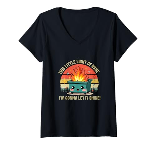 Damen Lustiges This Little Light-of Mine Lil Dumpster Fire für Herren und Damen T-Shirt mit V-Ausschnitt Damen Lustiges This Little Light-of Mine Lil Dumpster Fire für Herren und Damen T-Shirt mit V-Ausschnitt von Funny This Little Light-Of Mine Lil Dumpster Fire