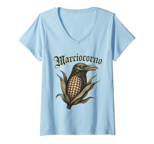 Damen Italian Brainrot Raven Corn Hybrid Marciocorno Glitch Lustig T-Shirt mit V-Ausschnitt Damen Italian Brainrot Raven Corn Hybrid Marciocorno Glitch Lustig T-Shirt mit V-Ausschnitt von Funny Thrifts