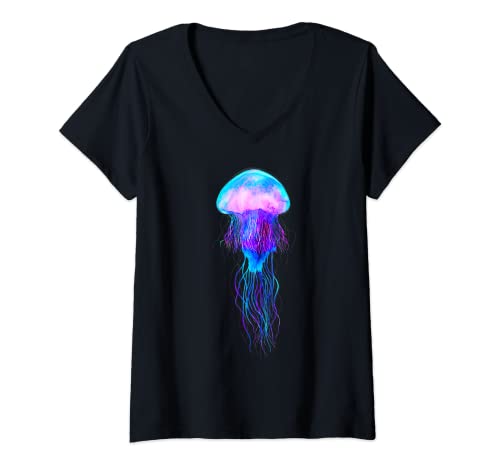 Damen Medusa Quallen Tarot-Spirit Meeresleben Vaporwave T-Shirt mit V-Ausschnitt Damen Medusa Quallen Tarot-Spirit Meeresleben Vaporwave T-Shirt mit V-Ausschnitt von Funny Thrifts