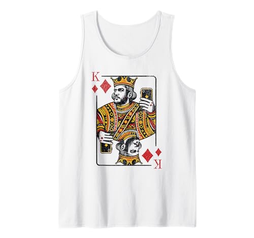 Herren King of Diamonds Spielkarte Grafik mit modernem Selfie Tank Top Herren King of Diamonds Spielkarte Grafik mit modernem Selfie Tank Top von Funny Thrifts