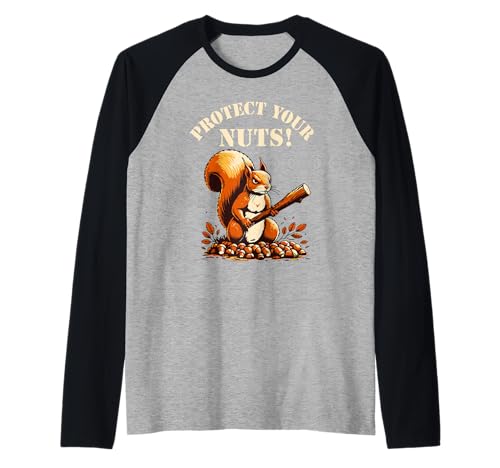 Herren Lustiges Eichhörnchen schützt Ihre Nüsse Cartoon Herbst Raglan Herren Lustiges Eichhörnchen schützt Ihre Nüsse Cartoon Herbst Raglan von Funny Thrifts