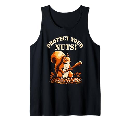 Herren Lustiges Eichhörnchen schützt Ihre Nüsse Cartoon Herbst Tank Top Herren Lustiges Eichhörnchen schützt Ihre Nüsse Cartoon Herbst Tank Top von Funny Thrifts