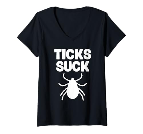 Damen Zecken saugen Camping Wandern Käfer Lustig Zecken Insektenabwehr T-Shirt mit V-Ausschnitt Damen Zecken saugen Camping Wandern Käfer Lustig Zecken Insektenabwehr T-Shirt mit V-Ausschnitt von Funny Tick Shirts for Women Men