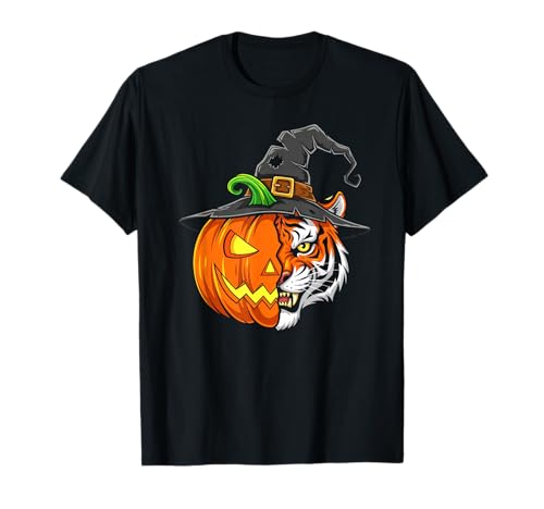 Tiger Kürbis Jack O Laterne Halloween Kinder Herren Damen T-Shirt von Funny Tiger Lovers Halloween Pumpkin Outfits