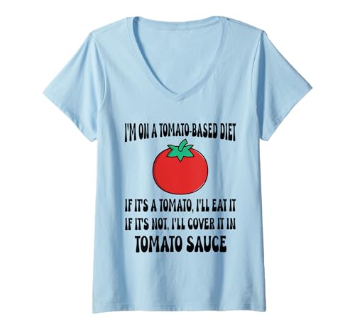 Damen Lustiger humorvoller Tomaten-Diät-Gärtner T-Shirt mit V-Ausschnitt Damen Lustiger humorvoller Tomaten-Diät-Gärtner T-Shirt mit V-Ausschnitt von Funny Tomato Gardener Apparel