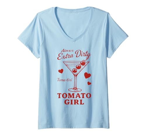 Damen Cocktail-Wortspiel mit Tomato Girl im Retro-Stil T-Shirt mit V-Ausschnitt Damen Cocktail-Wortspiel mit Tomato Girl im Retro-Stil T-Shirt mit V-Ausschnitt von Funny Tomato Girl Cocktail Artwork