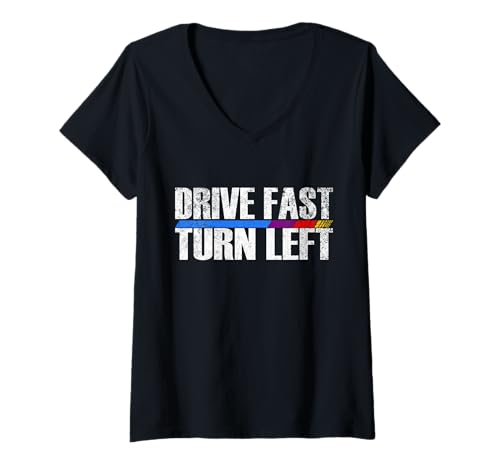 Damen Lustiges Fahren, schnelles Linksabbiegen, Kreisbahnrennen T-Shirt mit V-Ausschnitt Damen Lustiges Fahren, schnelles Linksabbiegen, Kreisbahnrennen T-Shirt mit V-Ausschnitt von Funny Track Racing Apparel and Gifts