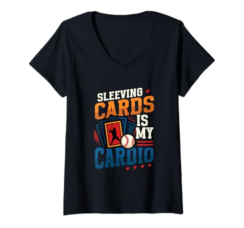 Damen Sleeving Cards is My Cardio Funny Trading Card T-Shirt mit V-Ausschnitt Damen Sleeving Cards is My Cardio Funny Trading Card T-Shirt mit V-Ausschnitt von Funny Trading Card Designs for TCG Collectors