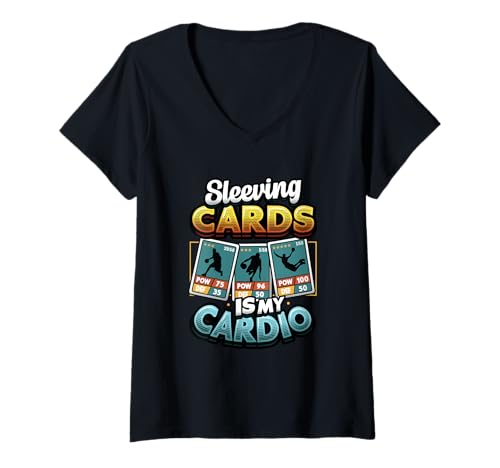 Damen Sleeving Cards is My Cardio Funny Trading Card T-Shirt mit V-Ausschnitt Damen Sleeving Cards is My Cardio Funny Trading Card T-Shirt mit V-Ausschnitt von Funny Trading Card Designs for TCG Collectors