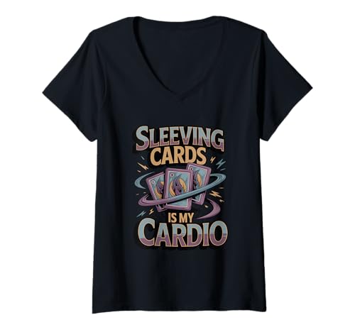 Damen Sleeving Cards is My Cardio Funny Trading Card T-Shirt mit V-Ausschnitt Damen Sleeving Cards is My Cardio Funny Trading Card T-Shirt mit V-Ausschnitt von Funny Trading Card Designs for TCG Collectors