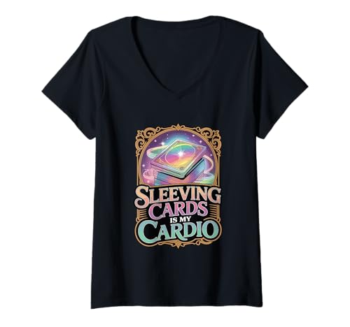 Damen Sleeving Cards is My Cardio Funny Trading Card T-Shirt mit V-Ausschnitt Damen Sleeving Cards is My Cardio Funny Trading Card T-Shirt mit V-Ausschnitt von Funny Trading Card Designs for TCG Collectors