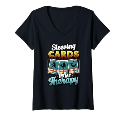 Damen Sleeving Cards is My Therapy Lustige Sammelkarte T-Shirt mit V-Ausschnitt Damen Sleeving Cards is My Therapy Lustige Sammelkarte T-Shirt mit V-Ausschnitt von Funny Trading Card Designs for TCG Collectors