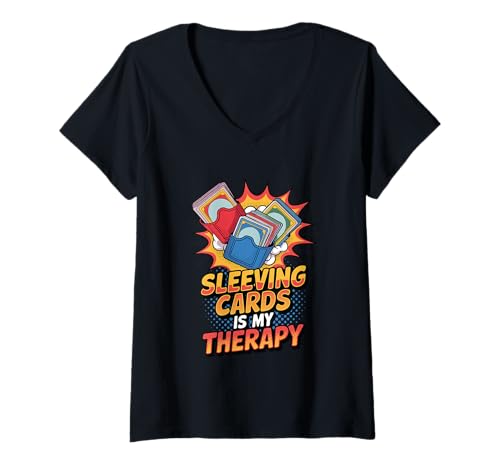 Damen Sleeving Cards is My Therapy Lustige Sammelkarte T-Shirt mit V-Ausschnitt Damen Sleeving Cards is My Therapy Lustige Sammelkarte T-Shirt mit V-Ausschnitt von Funny Trading Card Designs for TCG Collectors