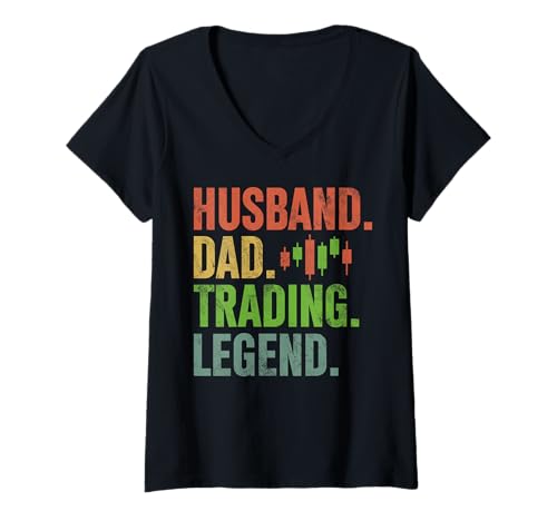 Damen Legendärer Ehemann Papa Lustiger Vater, der in Aktien investiert T-Shirt mit V-Ausschnitt Damen Legendärer Ehemann Papa Lustiger Vater, der in Aktien investiert T-Shirt mit V-Ausschnitt von Funny Trading Tees for Men