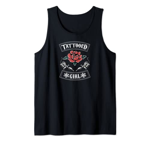 Tätowiertes Mädchen mit Blumenrose Tank Top Tätowiertes Mädchen mit Blumenrose Tank Top von Funny Traditional Tattoo Quotes Inked Queen Merch