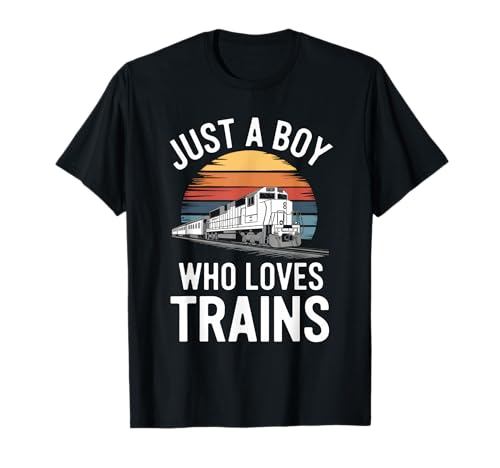Just A Boy Who Loves Trains Lokomotive Railfan Vintage Train T-Shirt Just A Boy Who Loves Trains Lokomotive Railfan Vintage Train T-Shirt von Funny Train Apparel for Men Women