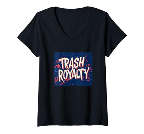 Damen Lustiges, lebendiges Trash Royalty Kostüm T-Shirt mit V-Ausschnitt Damen Lustiges, lebendiges Trash Royalty Kostüm T-Shirt mit V-Ausschnitt von Funny Trash Outfit
