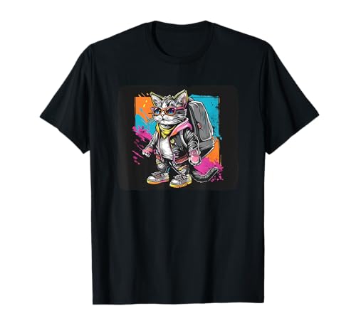 Hübsche Reisekatze mit Koffer für Jungen und Mädchen T-Shirt von Funny Travel Cat