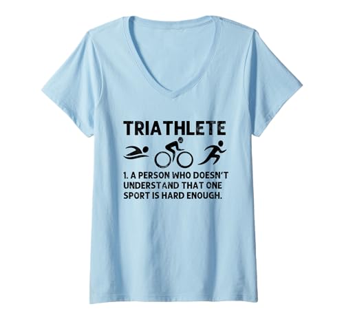 Damen Lustiger Triathlet Definition Swim Bike Run Triathlon Finisher T-Shirt mit V-Ausschnitt Damen Lustiger Triathlet Definition Swim Bike Run Triathlon Finisher T-Shirt mit V-Ausschnitt von Funny Triathlon Shirts Women Men
