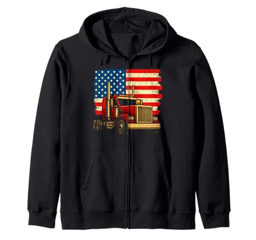 Cool Truck USA Flagge Trucker Fahrzeug LKW Fahrer Herren Damen Kapuzenjacke von Funny Trucker Gifts Store Co.