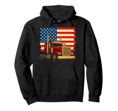 Cool Truck USA Flagge Trucker Fahrzeug LKW Fahrer Herren Damen Pullover Hoodie von Funny Trucker Gifts Store Co.
