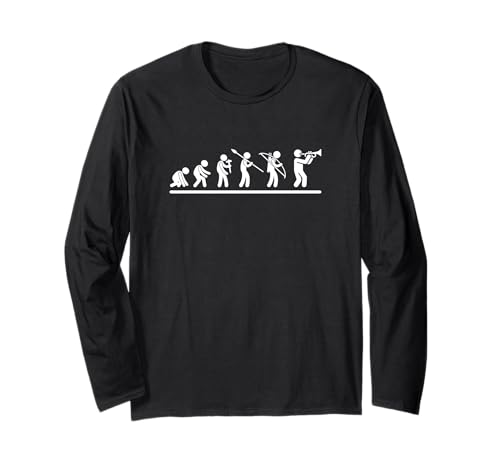 Trompeter Evolution Trompete Männer Lustiger Trompetenspieler Langarmshirt von Funny Trumpet Accessories & Designs For Trumpeter
