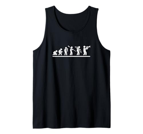 Trompeter Evolution Trompete Männer Lustiger Trompetenspieler Tank Top von Funny Trumpet Accessories & Designs For Trumpeter