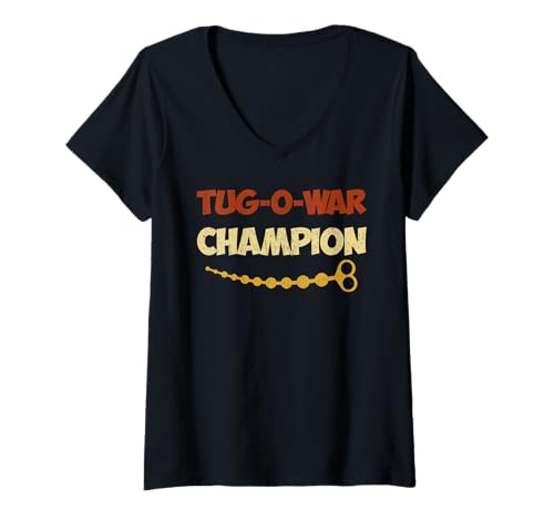 Damen Tug O War Champion Lustiger Spruch Erwachsene Humor Männer Frauen T-Shirt mit V-Ausschnitt Damen Tug O War Champion Lustiger Spruch Erwachsene Humor Männer Frauen T-Shirt mit V-Ausschnitt von Funny Tug O War Apparel