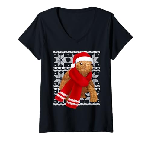 Damen Schildkröte, hässliche Weihnachtsferien, Reptilienliebhaber T-Shirt mit V-Ausschnitt Damen Schildkröte, hässliche Weihnachtsferien, Reptilienliebhaber T-Shirt mit V-Ausschnitt von Funny Turtle Festive Reptile Designs