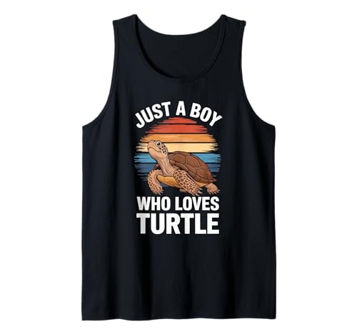 Herren Nur EIN Junge, der Schildkröten liebt Animal Lover Kids Turtle Tank Top von Funny Turtle Lover Clothing