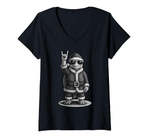 Damen Schildkröte Rockmusik Weihnachten Reptilienliebhaber T-Shirt mit V-Ausschnitt Damen Schildkröte Rockmusik Weihnachten Reptilienliebhaber T-Shirt mit V-Ausschnitt von Funny Turtle Rock And Roll Reptile Designs