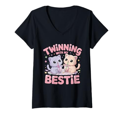 Damen Freunde schließen Sich mit My Bestie Spirit Week Day zusammen T-Shirt mit V-Ausschnitt Damen Freunde schließen Sich mit My Bestie Spirit Week Day zusammen T-Shirt mit V-Ausschnitt von Funny Twins Day Matching Twins Friends