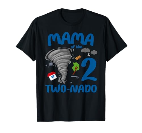 Mama of The Two-nado Tornado, Motto 2. Geburtstag Boy Party T-Shirt Mama of The Two-nado Tornado, Motto 2. Geburtstag Boy Party T-Shirt von Funny Twonado Birthday Party Family