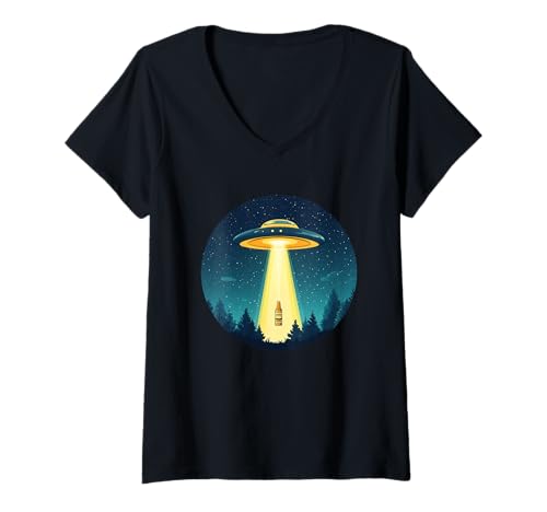Damen Lustiges Bier UFO Kostüm für Alien und Bierliebhaber T-Shirt mit V-Ausschnitt Damen Lustiges Bier UFO Kostüm für Alien und Bierliebhaber T-Shirt mit V-Ausschnitt von Funny Ufo Beer