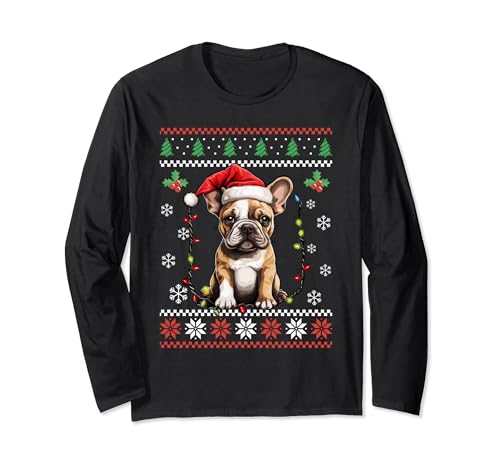 Weihnachtspullover mit französischer Bulldogge, für Erwachsene und Kinder Langarmshirt Weihnachtspullover mit französischer Bulldogge, für Erwachsene und Kinder Langarmshirt von Funny Ugly Christmas Sweater French Bulldog